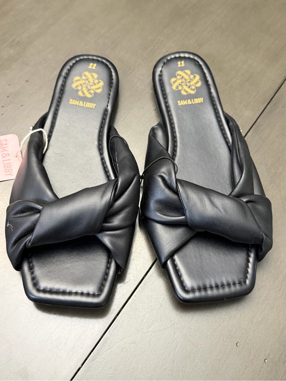 Sam & Libby Tallulah Black Twist Strap Slides Size 11 New with Tags